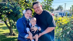 Ports of Auckland worker Atiroa Tuaiti and his partner had just had a baby in October. (Photo / Supplied)