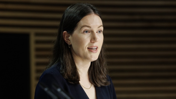 Workplace Relations and Safety Minister Brooke van Velden during the post-Cabinet press conference in the Beehive Theatrette, Parliament. Photo / Mark Mitchell