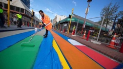 The rainbow crossing was a key project for former mayor Justin Lester. Photo / @justin_lester