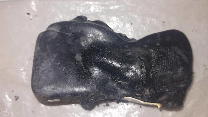 The power bank with a lithium-ion battery inside that caused a fire at Tauranga’s recycling processing centre recently. Photo / Supplied