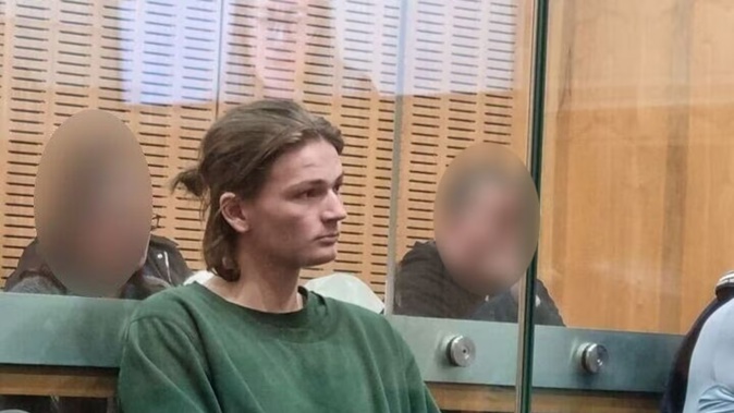 Jack Hargreaves in the High Court at Hamilton this morning. He faces charges of murder, aggravated robbery, and failing to stop. Photo / RNZ