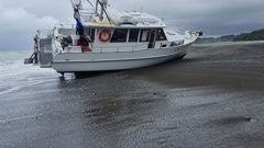 Missing boat, Betty G, that belonged to 61-year-old fisherman, Will Fransen, who fell overboard on January 2, 2024, has turned up off East Cape on January 15. Photo / Coromandel CFM Christine Elmiger