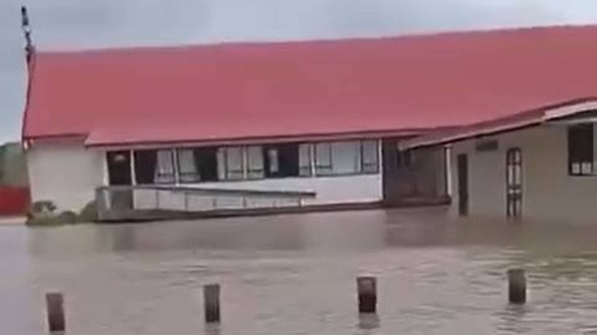 Flooding in Nūhaka on Wednesday morning. Photo / Martenga Hapi