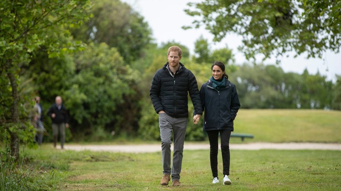 Prince Harry and Meghan, Duchess of Sussex visit Totaranui Campground in the Abel Tasman National Park in 2018. (Photo / Robert Kitchin)