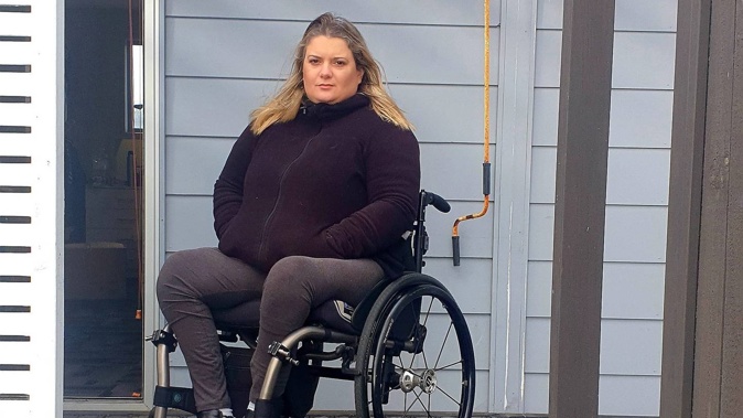 Juliana Carvalho has to shower on the porch of her temporary accommodation everyday due to a lack of accessible housing options in Tauranga. (Photo / Supplied)