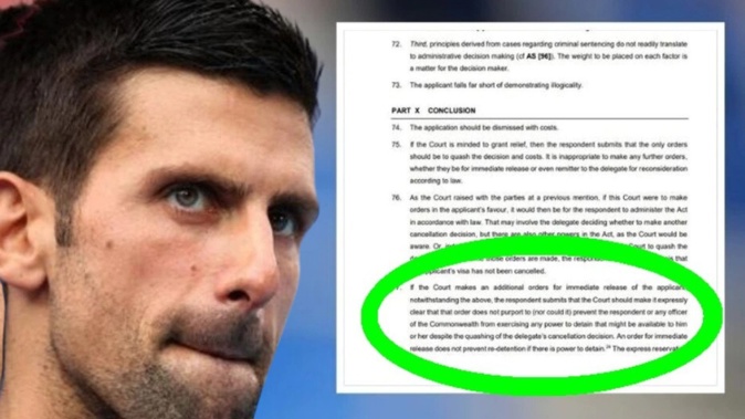 Novak Djokovic will fight his visa cancellation in court today as he seeks to keep his Australian Open campaign alive. Photo / Getty Images.