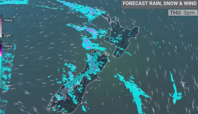 Thunderstorms are expected to lash the country over the coming days. Photo / NIWA.