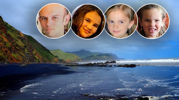 Missing father Tom Phillips and his young children, from left, Jayda, Ember and Maverick. Photo / Supplied