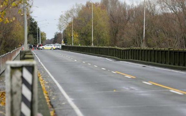 The Ashburton bridge on State Highway One is closed after slumping after the floods last month. (Photo / Phil Hooper)