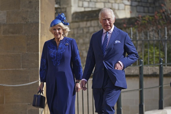 Britain's King Charles III and Camilla, the Queen Consort attend the Easter Mattins Service at St George's Chapel at Windsor Castle in Windsor, England, Sunday April 9, 2023. Photo / AP