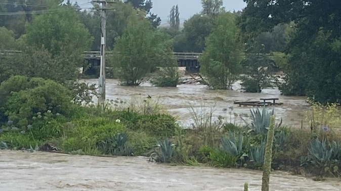 The Waipawa River burst its banks during Cyclone Gabrielle.