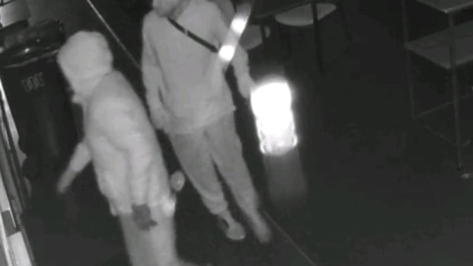 Suspected thieves inside the Whakarewarewa Community Sports Club early on Friday December 13. (Photo / Supplied)