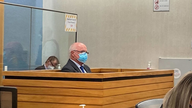 New Plymouth teacher Gerard Leo Clarke, 66, in the dock in the Hamilton District Court today. Photo / Belinda Feek