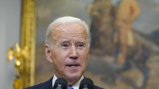 President Joe Biden speaks about Russia from the Roosevelt Room at the White House in Washington. Photo / AP