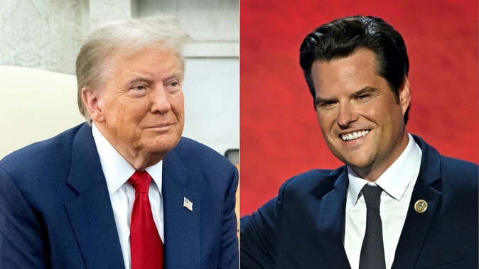 US President-elect Donald Trump (left) and US Representative Matt Gaetz (right). Phott / AFP