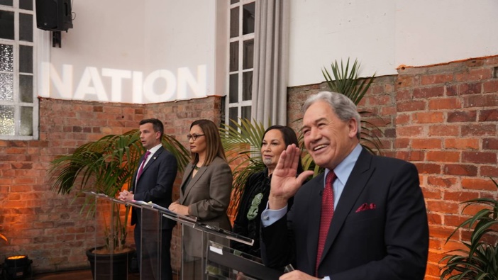 From right: NZ First leader Winston Peters, Te Pāti Māori co-leader Debbie Ngarewa-Packer, Green Party co-leader Marama Davidson and Act leader David Seymour. Photo / Newshub Nation, Warner Bros. Discovery