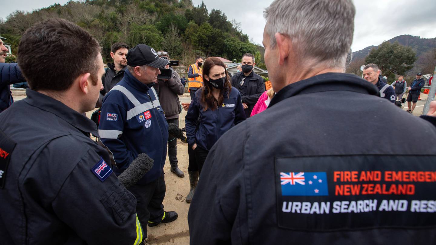 Prime Minister Jacinda Ardern visited Nelson this morning to observe the damage from the recent flooding. Photo / Tim Cuff