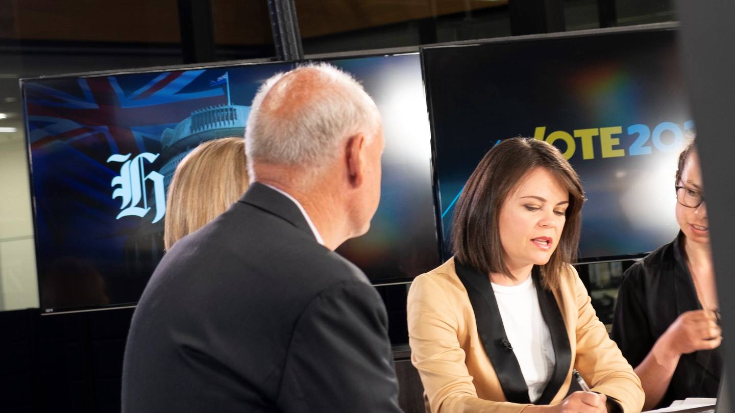 Newstalk ZB host Heather Du Plessis-Allan in the NZME newsroom. (Photo / Alex Robertson)