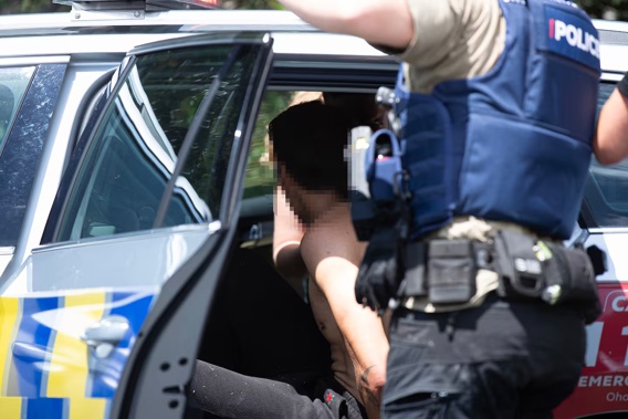 The driver of the vehicle was arrested on a nearby street after decamping on foot. Photo / Hayden Woodward
