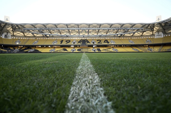 The OPAP Arena in Athens, Greece, is seen here ahead of the third qualifying round of the UEFA Champions League game between AEK Athens and Dinamo Zagreb. Photo / AP via CNN