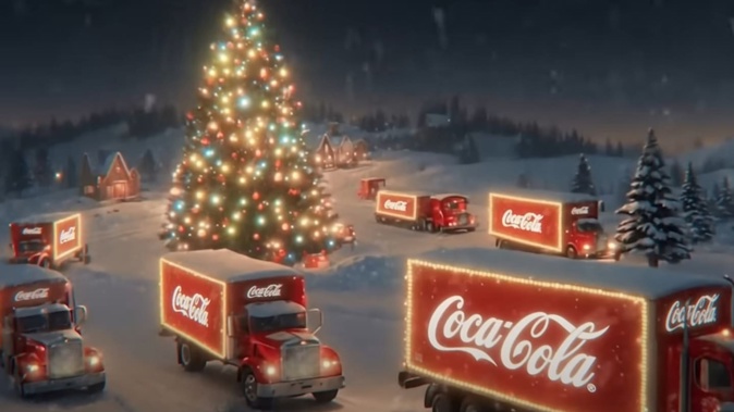 AI-generated ads created by Coca-Cola are being slammed online for being 'creepy' and 'disturbing'. Photo / Coca-Cola, YouTube