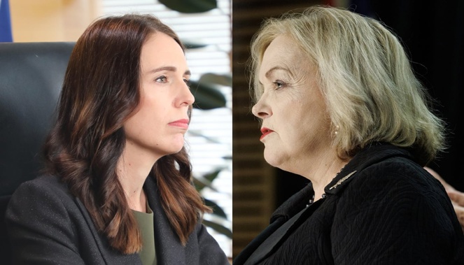 National minister Judith Collins (right) has labelled Dame Jacinda Ardern's decision not to front the Covid inquiry hearings as "gutless and hypocritical".