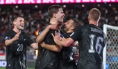 All Whites Kosta Barbarouses celebrates his goal. New Zealand All Whites v Chile, FIFA series international football match at Eden Park, Auckland, New Zealand on Monday 30 March 2026. Photo credit: Shane Wenzlick / Photosport