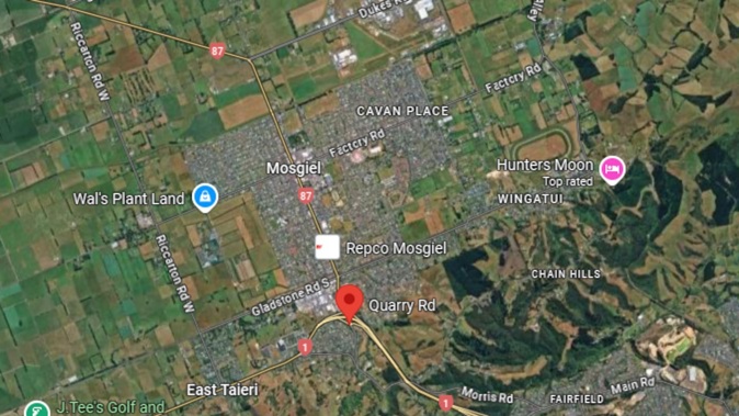 The attack happened on the Mosgiel motorway off-ramp leading to the Quarry Rd roundabout. Photo / Google Maps