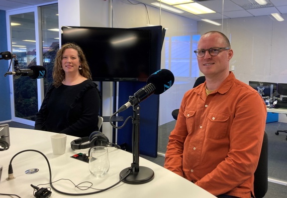 Lazule Jewellery owner Olivia Amoah and Creative HQ Startups GM and Six Barrel Soda co-founder Joe Slater. Image / Newstalk ZB