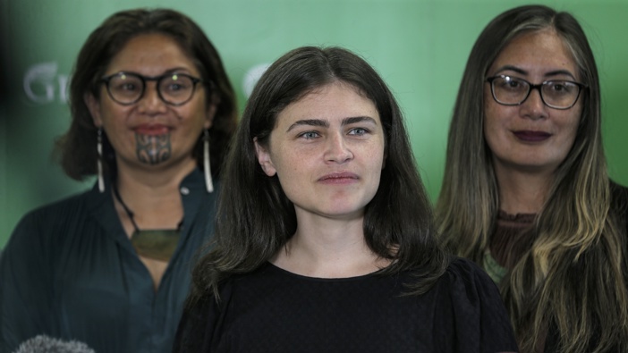 Darleen Tana (left), with Green Party co-leader Chloe Swarbrick. (Photo / Alex Burton)