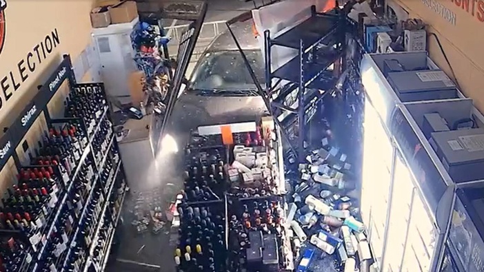 Ram-raiders crash into Christchurch liquor store. Photo / Supplied
