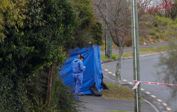 A forensic staff member at the scene on O'Donoghue St. (Photo / Mike Scott)