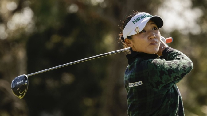 Lydia Ko tees off during the final round of the Hilton Grand Vacations Tournament of Champions LPGA golf tournament in Orlando. Photo / AP