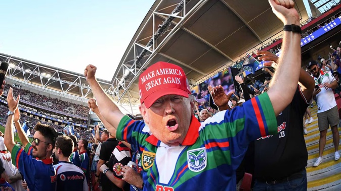 Herald graphic of potential Warriors fan, Donald Trump. Photo / Photosport