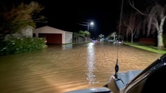 Flooding in Turoa Rd, Whanganui East, overnight on Saturday. Photo / Whanganui Civil Defence
