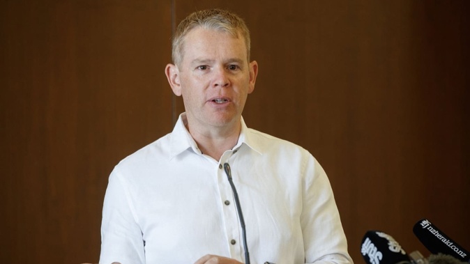 Labour leader Chris Hipkins during his opening remarks at the Labour caucus retreat in Palmerston North. Photo / Mark Mitchell