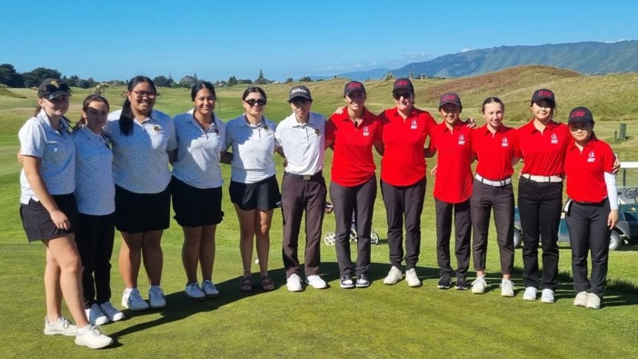 The Wellington women's golf team after their recent victory over Canterbury. Photo / Supplied