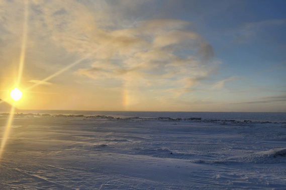 The view from the front of the school in in Wales, Alaska, where a 24-year-old woman and her 1-year-old son were killed in an encounter with a polar bear on Tuesday, Jan. 17, 2023, is seen in this photo taken on Sunday, Jan. 15, 2023, by Chrissy Friberg, a traveling optician who was providing services in the village. Photo / AP