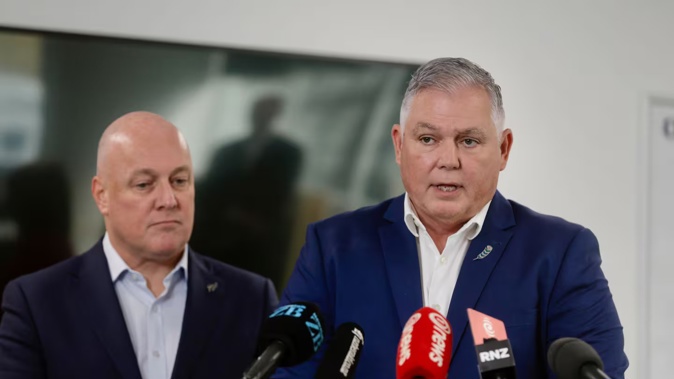 PM Christopher Luxon and Police Minister Mark Mitchell are defending the Government's efforts to reduce crime. Photo / Alex Burton