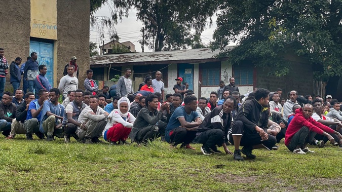 New volunteers receive basic training to become potential reinforcements for pro-government militias or military forces, in the Amhara region of northern Ethiopia, August 2021. Photo / AP