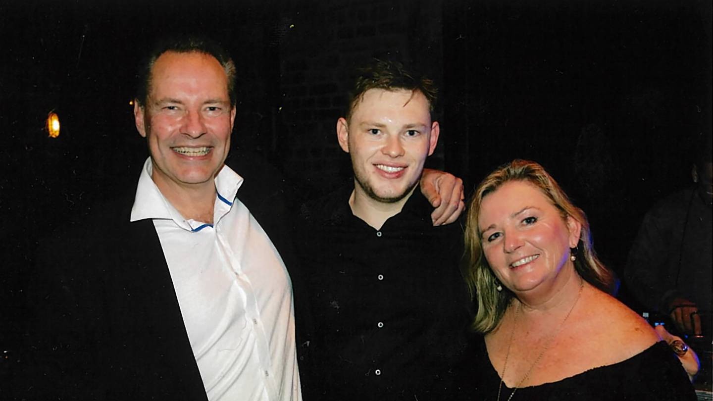 Hyme Gunnell (left) and Shelley O'Dwyer with their son Jacob Gunnell. The couple are fundraising for drug-checking after Jacob died when he jumped from an overpass while under the influence of LSD.
