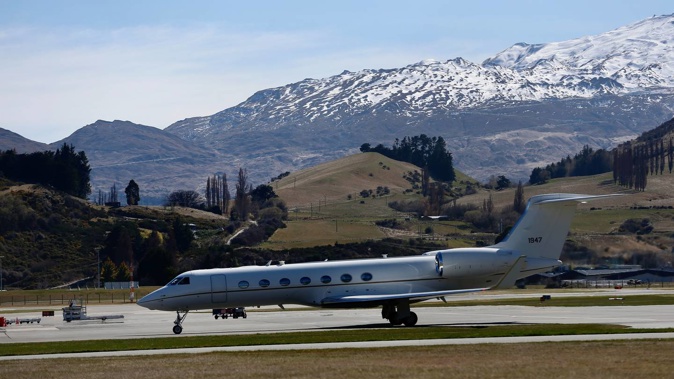A US jet waits on the tarmac of scenic Queenstown Airport. Photo / NZME