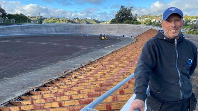 Carpenter Peter Jacques at the Whanganui velodrome. Photo / Mike Tweed
