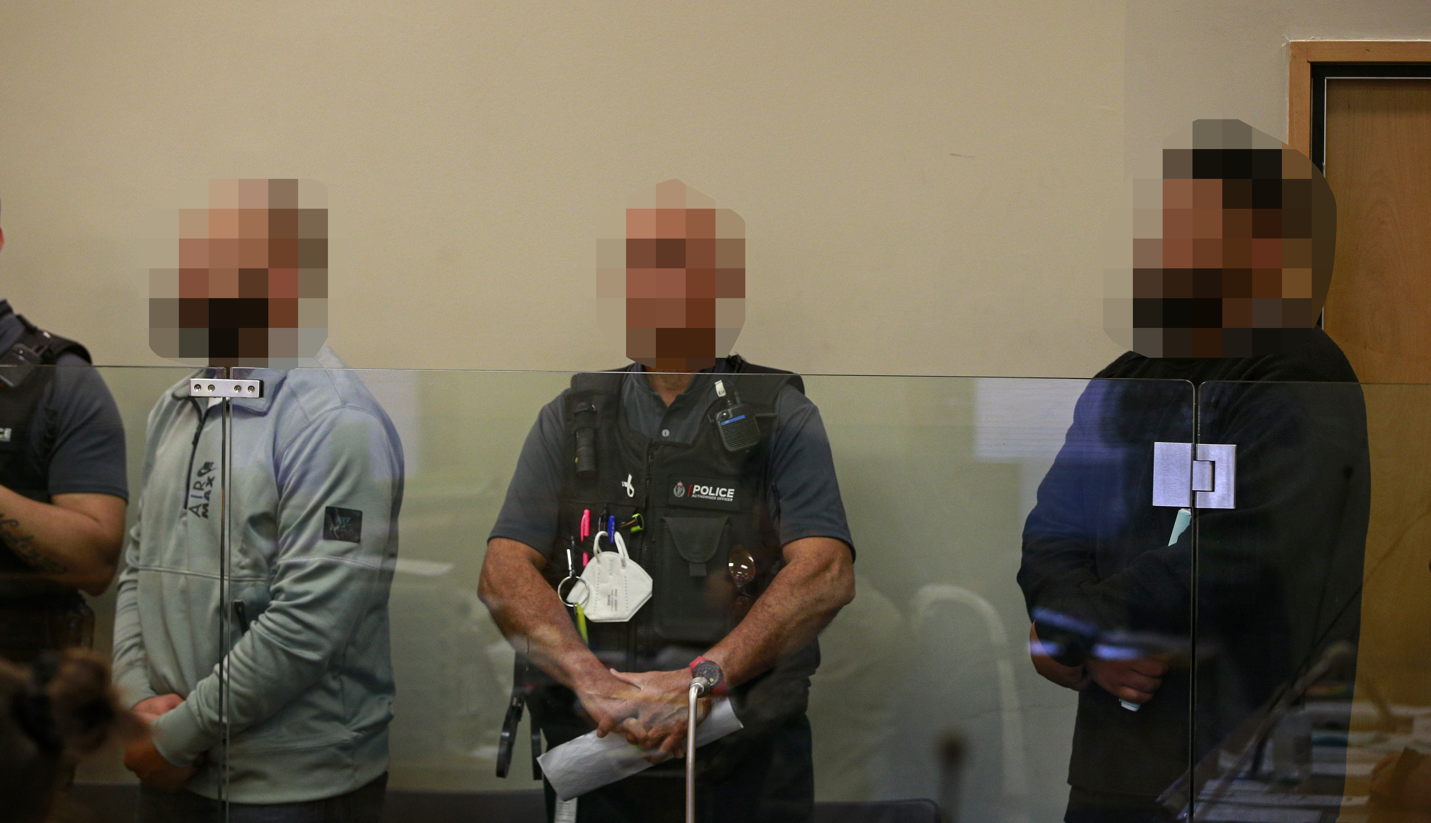 Two men accused of shooting a 15-year-old girl in a road rage incident in Auckland appear in the Auckland District Court before Judge Kathryn Maxwell. Photo / Alex Burton.