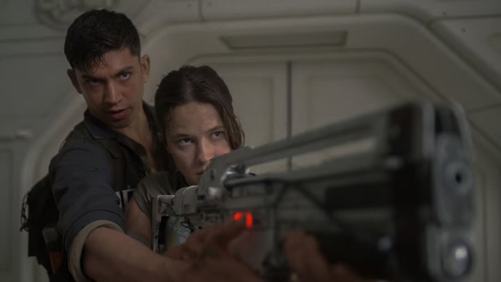 David Jonsson and Cailee Spaeny star in Alien: Romulus. Photo / Disney Studios