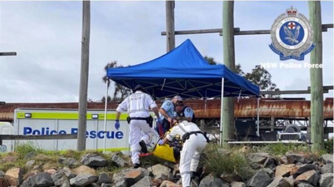 Police retrieved a bag of cocaine with a street value of $20 million from the water off the Newcastle coast. (Photo / NSW Police)