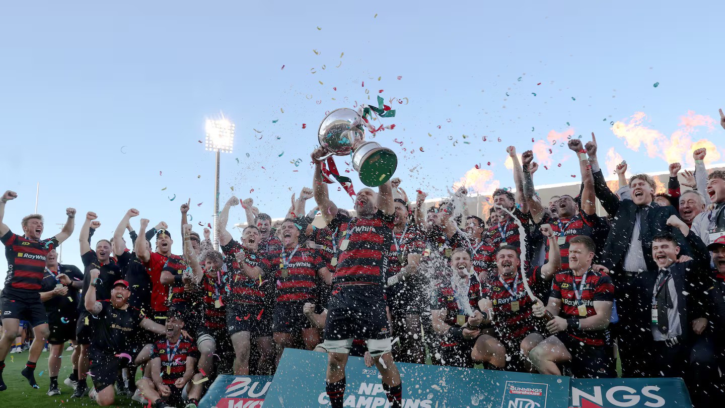 Canterbury celebrate their NPC title. Photo / Photosport.