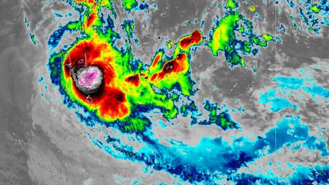 Tropical Cyclone Lola as shown by RealEarth at 5.10am this morning. Image / RealEarth
