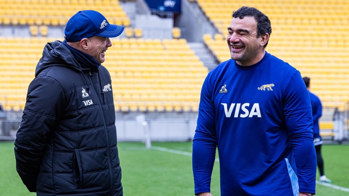 Agustín Creevy warms up during the Argentina captains run at the Sky Stadium ahead of Saturday's 2024 Lipovitan-D Rugby Championship clash with the All Black's in Wellington, New Zealand, August 09. (Photo by James Foy/Speed Media/Icon Sportswire via Getty Images)