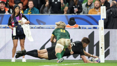 Beauden Barrett scores the only try of the Rugby World Cup final. Photo / Getty Images